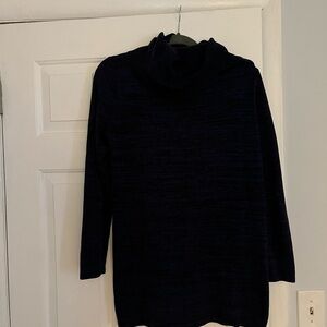 DKNYC Women's Black and blue Cowl Neck Sweater